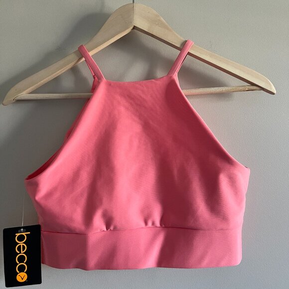 NWT | Becco Spaghetti Strap Zip Front Cropped Sports Bra | Size Medium - Picture 2 of 4